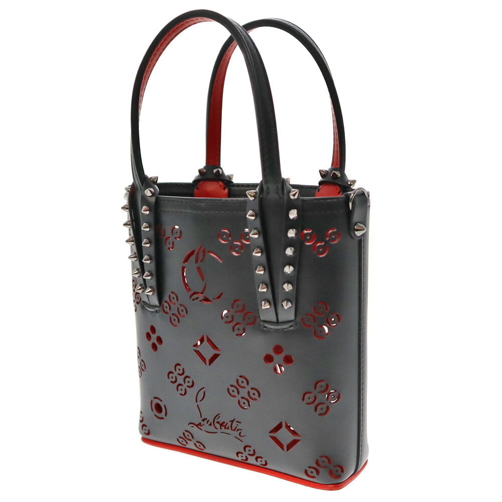 Christian Louboutin Kabata Handbag studded black red leather - Picture 2 of 9
